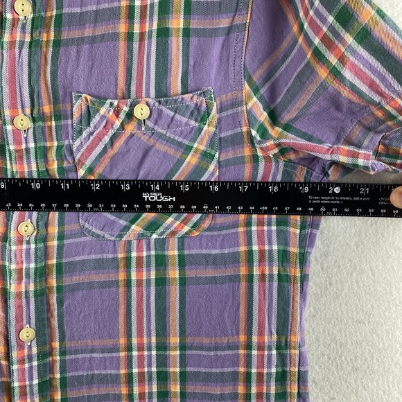 Denim & Supply Ralph Lauren Button Up Womens S Small Purple Plaid Short Sleeve - Picture 8 of 15